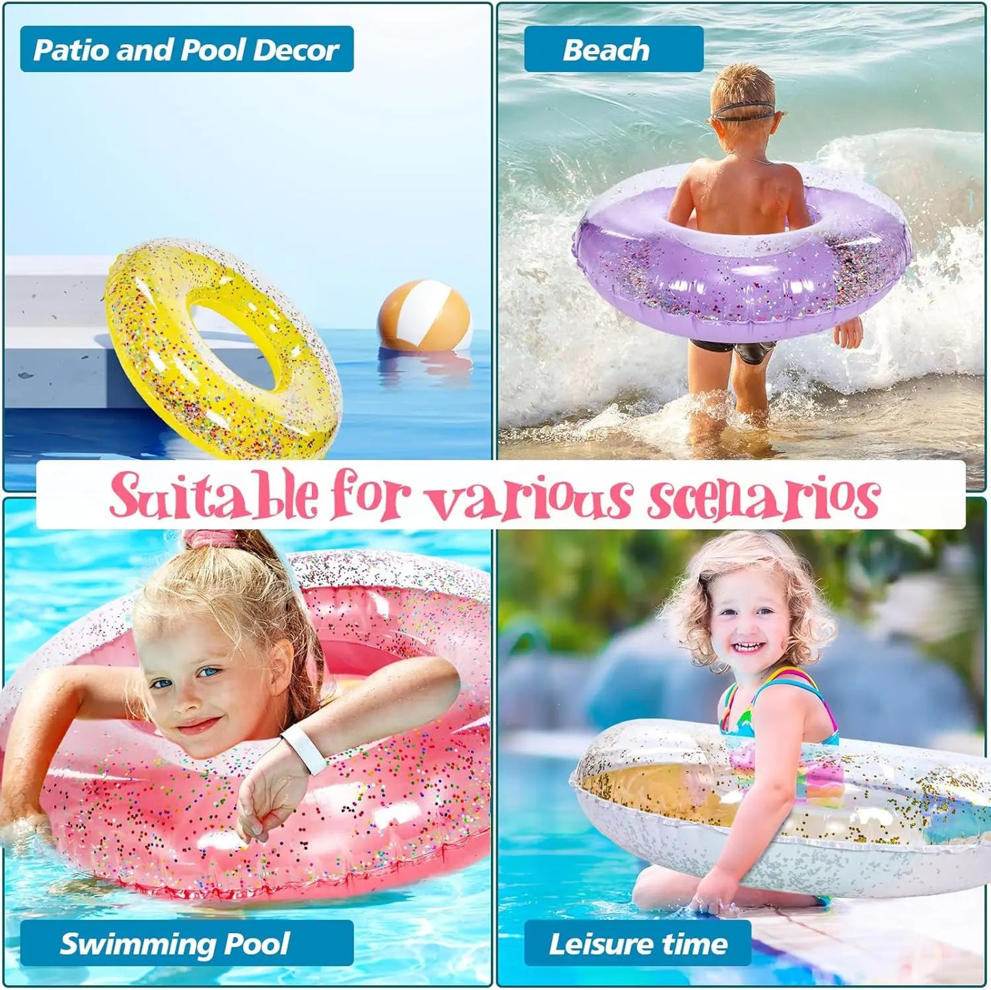 Colorful Inflatable Pool Float Rings for Kids Fun