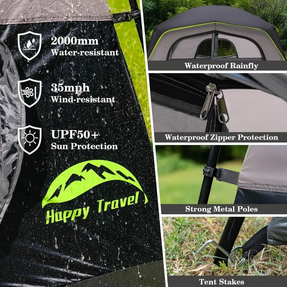 Happy Travel 6 Person Waterproof Camping Tent Easy Setup