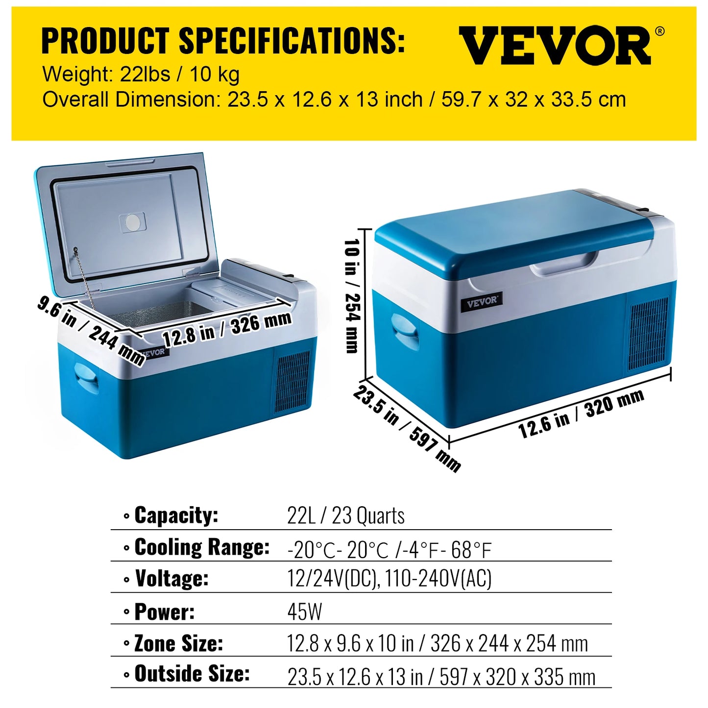 Portable Car Refrigerator with Efficient Cooling for Camping
