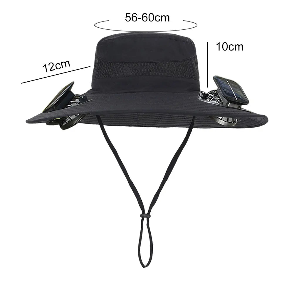 Solar Powered Fan Hat With UV Protection And Breathable Brim