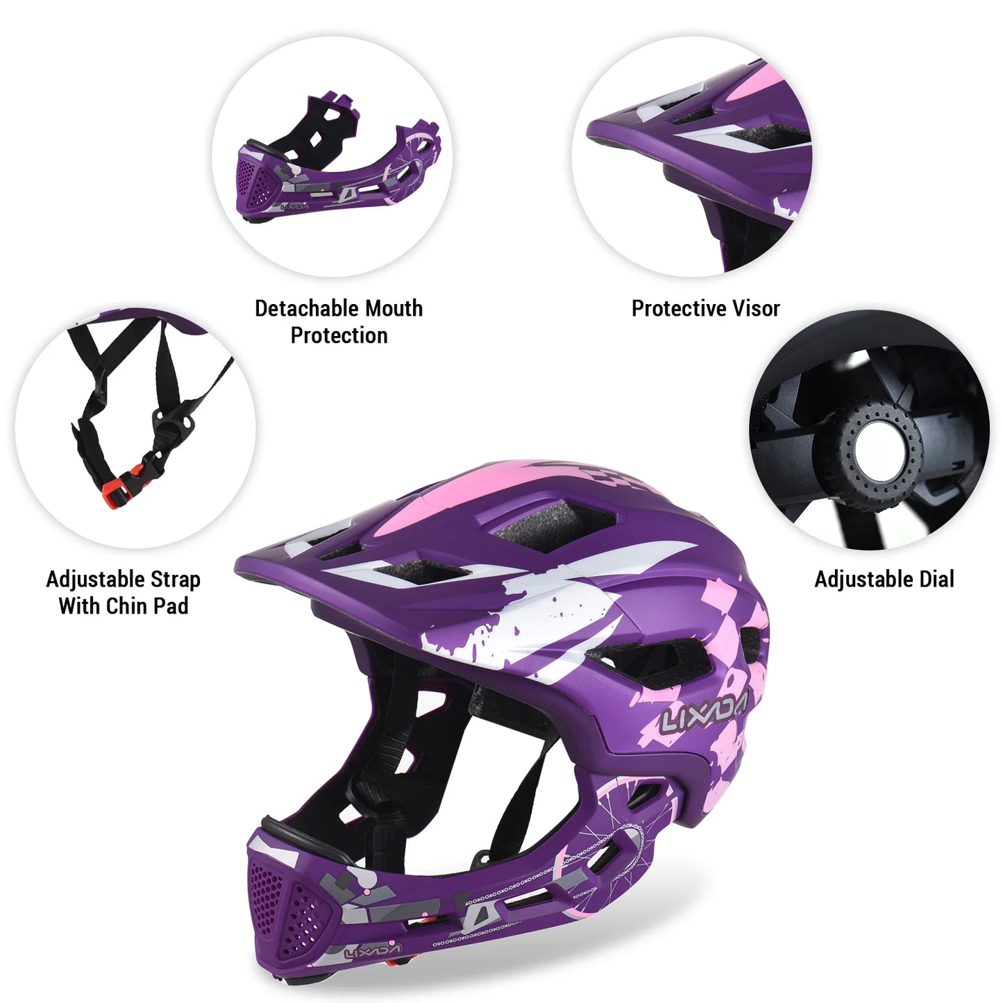 Kids Detachable Full Face Bike Helmet Adjustable Comfort