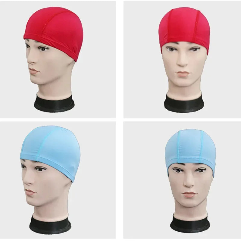 Ultra Thin Nylon Swimming Cap With Ear Protection Free Size