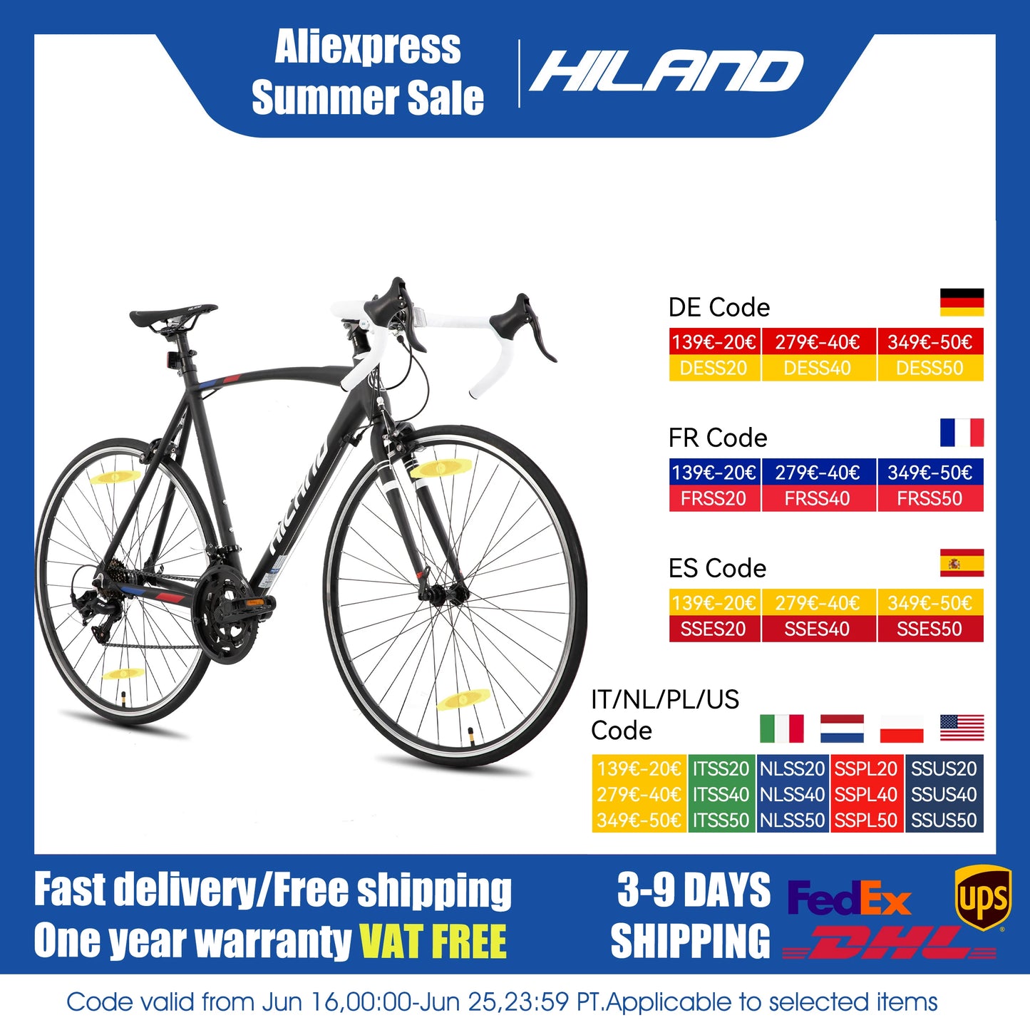 Unisex Hiland 700c Road Bike Lightweight Aluminum Frame