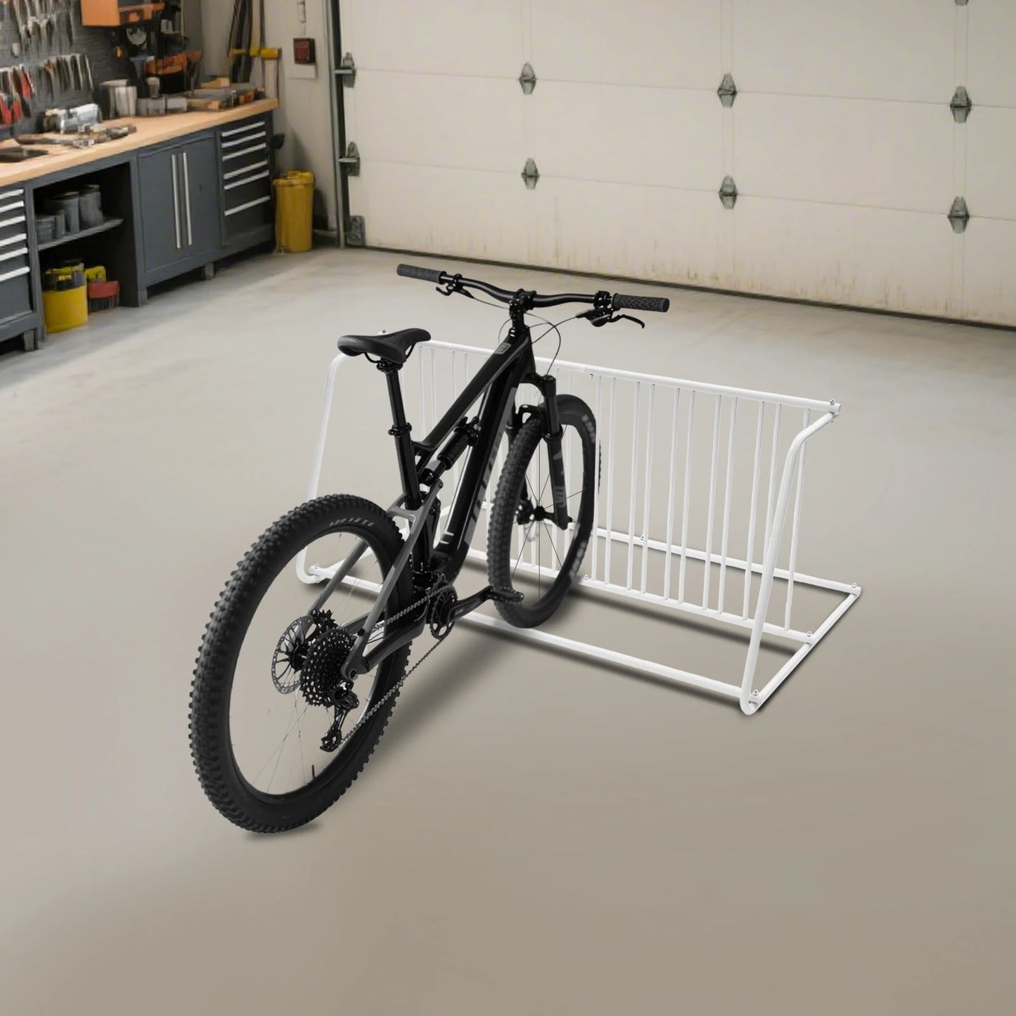 Bike Rack Stand/Dual Sided Bicycle Storage Stand White Rust-Proof for Cycling Activities Shopping Centers Bicycle Shops Schools