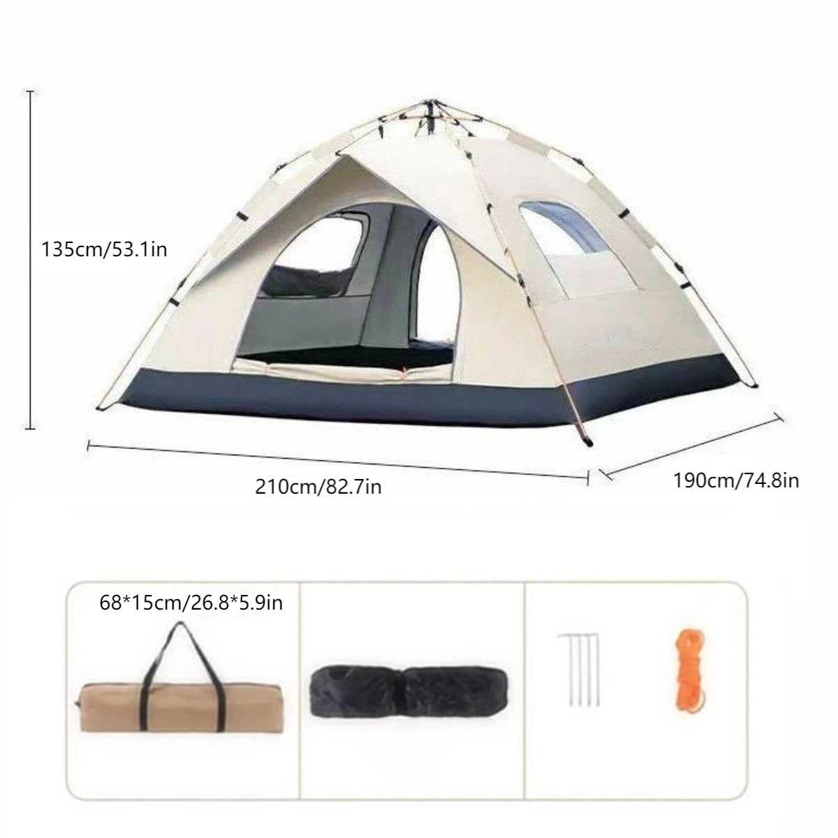 Outdoor Sunshade Camping Tent with Quick Setup and Dual Entrances