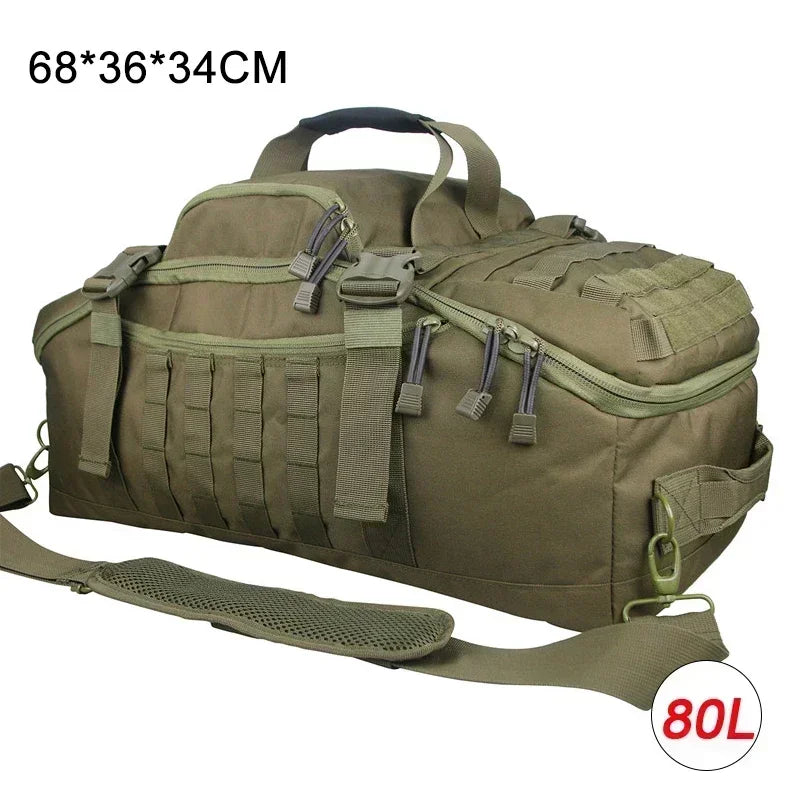 LQARMY Tactical Duffle Bag 80L For Camping Hiking Gear