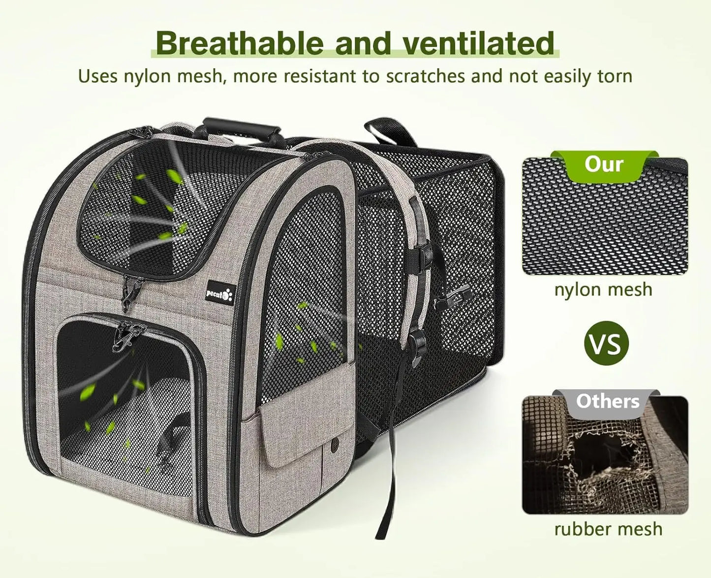 Expandable Pet Carrier Backpack for Small Dogs and Cats