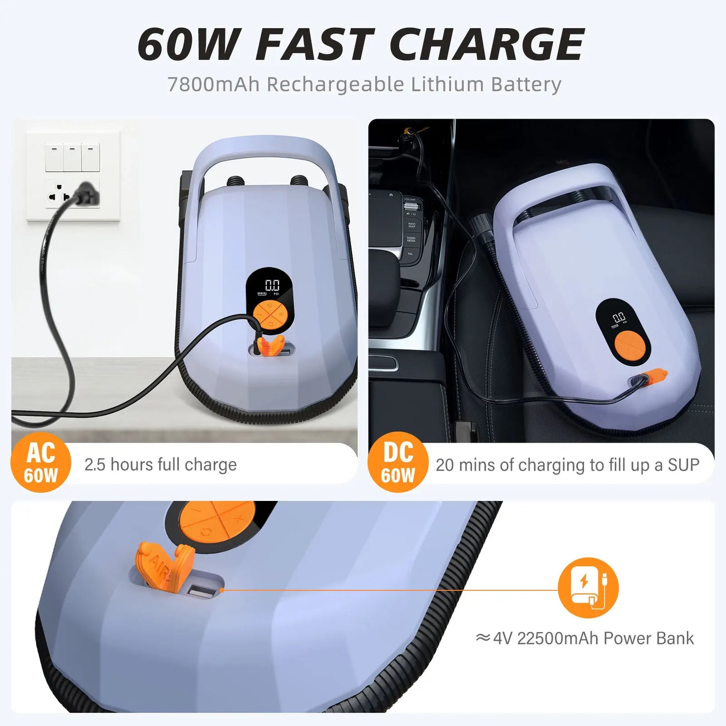 Electric Air Pump with Battery for Fast Inflation