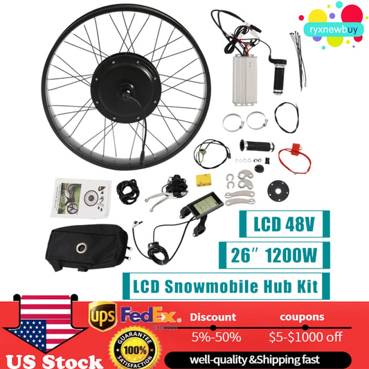 Electric Bike Conversion Kit, 26" 1200W Fat Tire Rear Wheel E-Bike Conversion Kit Snow Bike  w/ LCD Display& 5-Speed Adjustable
