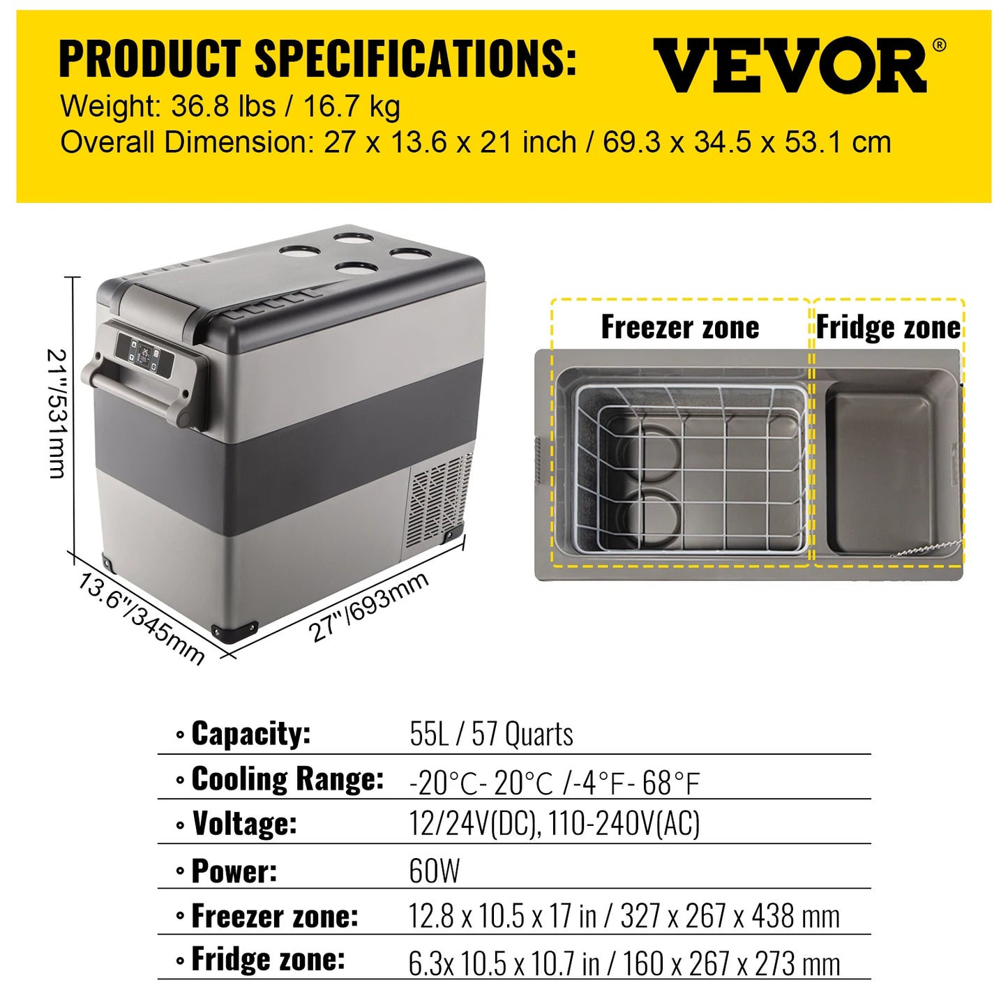Portable Car Refrigerator with Efficient Cooling for Camping