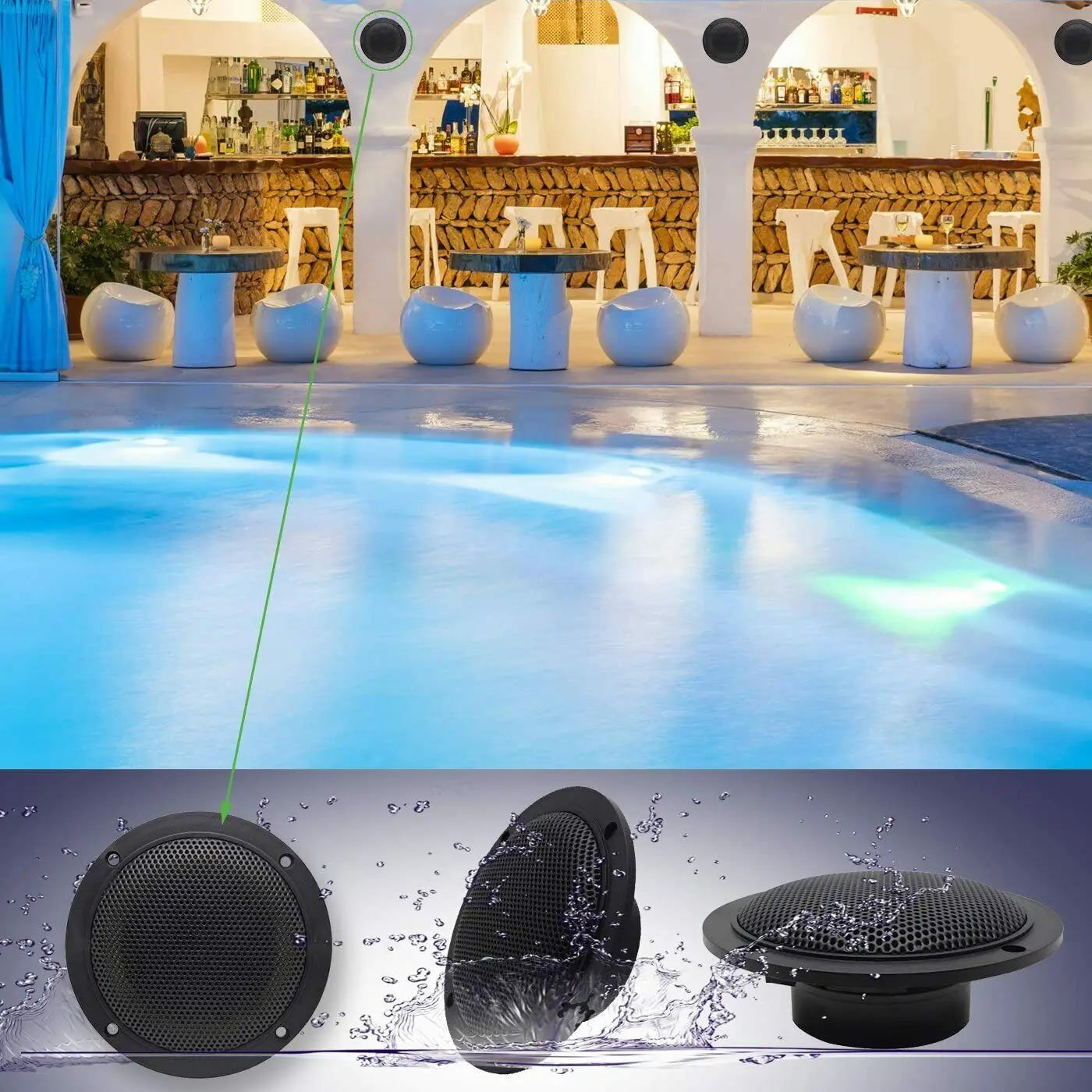 Herdio 4 Inch 160W Home In-Wall Ceiling Waterproof Speaker Surround Sound Speaker for Kitchen Bathroom Yacht Outdoor Theater