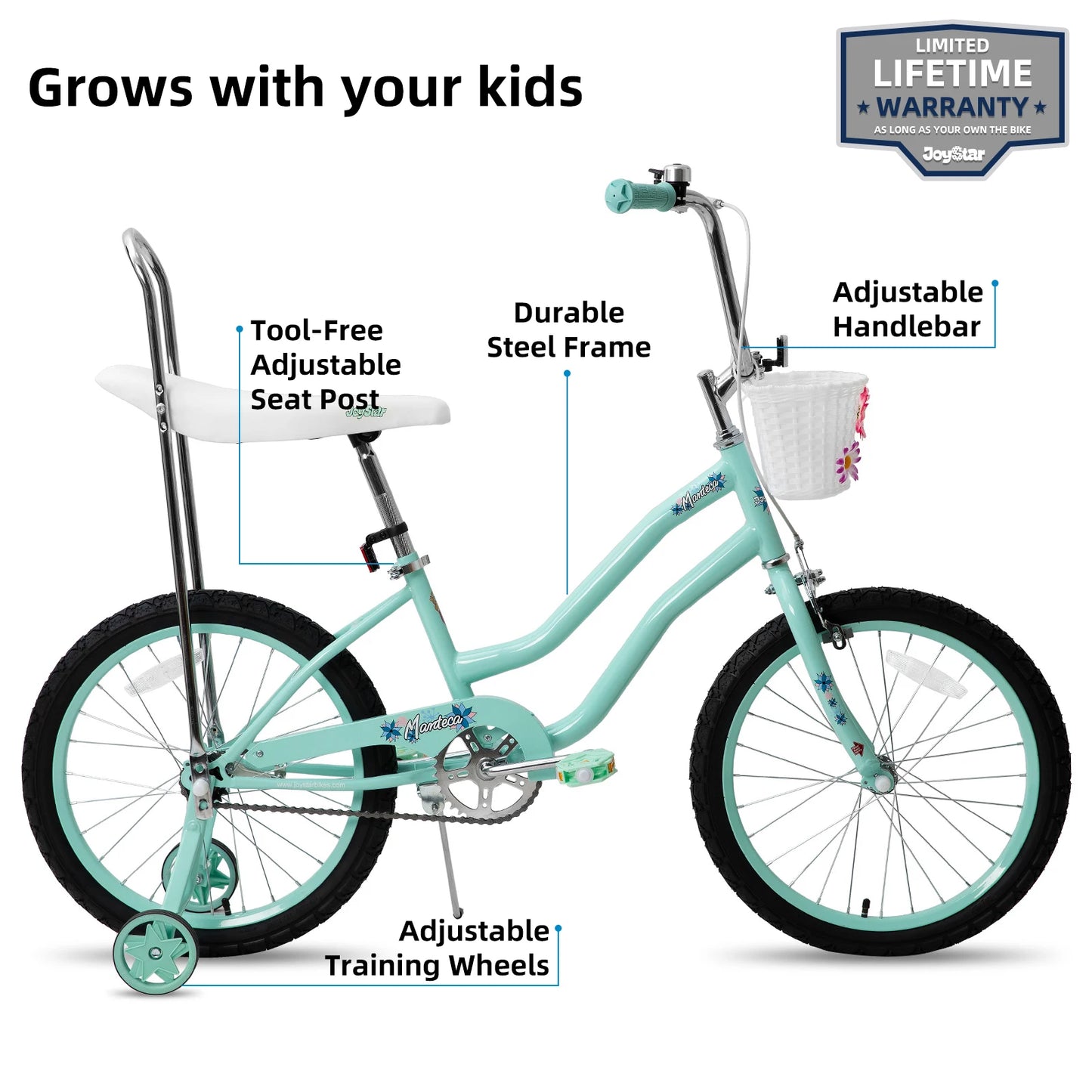 Joystar 20 Inch Girls Bike With Training Wheels Handbrake